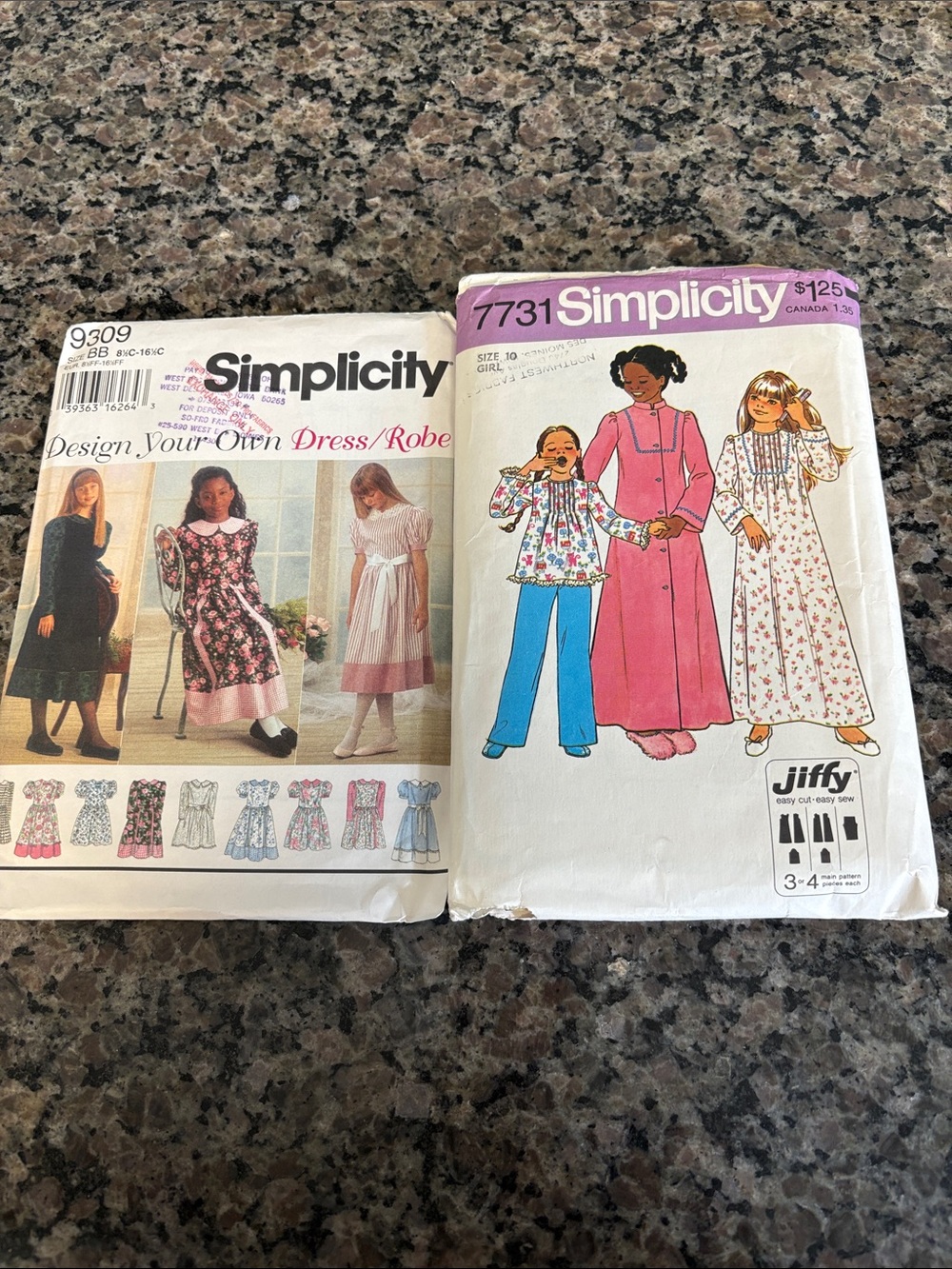 Simplicity Girls Nightgown & Pajama Pattern Cover Art Pink Floral